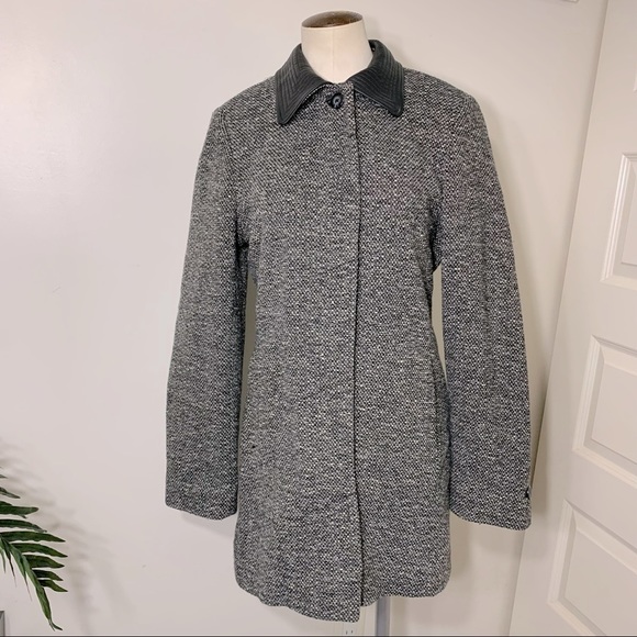 Jones New York Contemporary Black & White Lambs Wool Blend Pea Coat Jacket Sz 4 - Picture 9 of 15
